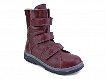 285б (22-31) Аквелла (Akwella), ботинки  детские ортопедические с высоким берцем, демисезонные, ворсин, кожа, бордовый в Красноярске