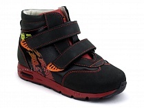 092-11 Бос (Bos), ботинки детские ортопедические профилактические, не утепленные, кожа, нубук, черный, красный в Красноярске