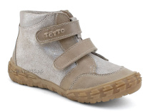 201-191,138 Тотто (Totto), ботинки демисезонние детские профилактические на байке, кожа, серо-бежевый в Красноярске