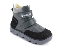 BL-271(3) Боттилини (Bottilini), ботинки  детские демисезонные ортопедические профилактические, кожа, байка, серый в Красноярске